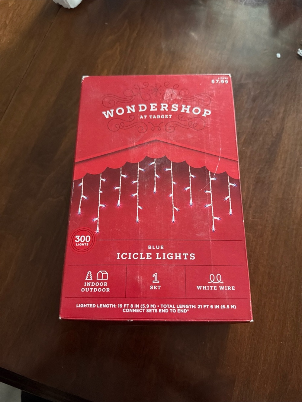 Target Wondershop Blue Icicle Christmas Lights 300 Count 21.5 Ft Indoor Outdoor